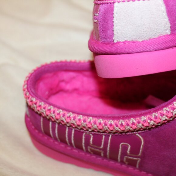UGG YOUTH 5 WOMEN'S 7 TASMAN SUEDE SHEARLING LINED SLIPPERS PINK‎ - Picture 6 of 7